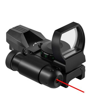 Beileshi Reflex Sight, 4 Reticle Red & Green Dot Sight Optics with Integrated Red Laser Sight Less Than 1mW Output