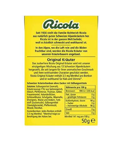 Ricola Original Herbs Candies - 50g Sugar-Free & Vegan Swiss Herbal Treats with 13 Alpine Herbs - Buy Online on GoSupps.com