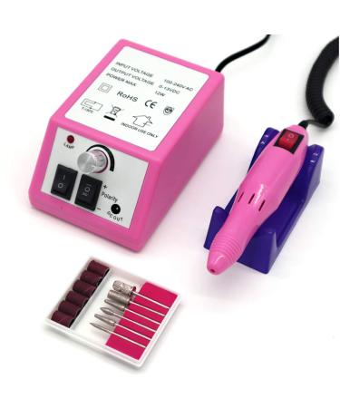 FATUXZ Professional Nail Drill Machine 20000 RPM, Nail File Kit for Acrylic Nails, Gel Nails Glazing Nail Art Polisher Sets for Home Salon Use (Pink)