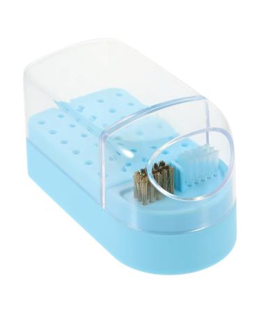 NUSITOU Nail Grinding Head Holder Box Plastic Anti-dust Storage Rack Nail Drill Bits Organizer 12x6cm Blue