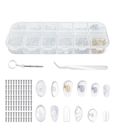 143-part glasses repair set glasses silicone-nose pads glasses repair tool with screwdriver glasses hinge caps screw glass pads glasses silicone pad holder