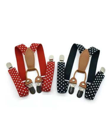 Anshili 2pcs Children's Suspenders 4 Clips Y-Shape - 2.5 cm Wide