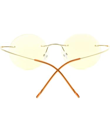 CessBlu Rimless Anti Blue Ray Titanium Round Glasses for Men & Women - Stylish Reading Eyewear Gold 0.0 x - Buy Online on GoSupps.com
