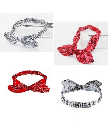 2PCS Red White Paisley Print Bandana Headband Set for Girls and Women - Buy Online on GoSupps.com