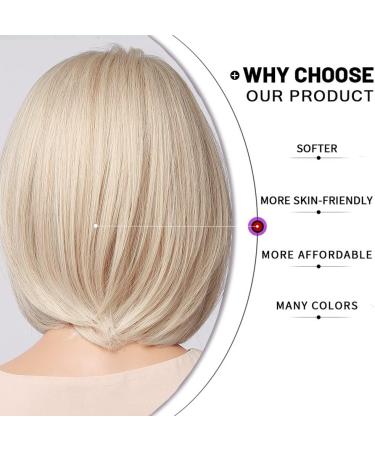 Esmee Short Straight Platinum Blonde Bob Wig - 12 Inches Shoulder Length Synthetic Cosplay Wig for Women - Buy Online on GoSupps.com