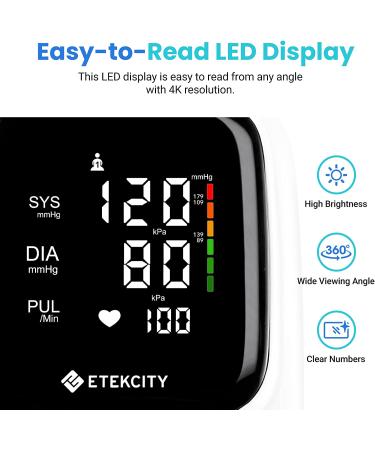 Etekcity Blood Pressure Monitor Machine and Cuff - FSA HSA Approved, Rechargeable, LED Display, Large Cuff, Fast & Accurate Reading - Buy Online on GoSupps.com
