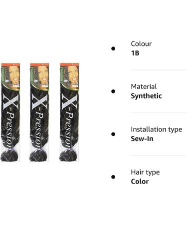 X Pression Premium Original Ultra Braid. Colour 1B (Pack of 3) by pression 1B 82 Inch (Pack of 3) - Buy Online on GoSupps.com