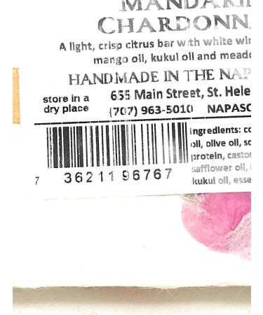 Napa Soap Mandarin Chardonnay Hand & Body Bar - Unique Wine Scented Soap for Gentle Skincare | All-Natural Handmade Spa Gift for Men & Women - Buy Online on GoSupps.com