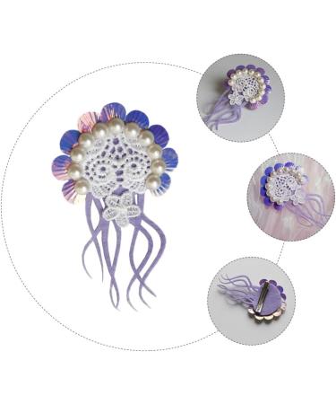 FOMIYES Fake Jellyfish Hair Clip Floral Pearl Hair Clip Pearl Snap Clips Pearl Hair Barrettes Hair Barrettes for Girls Jellyfish Hairpin Purple Vacation Hair Tie Holder Beach Faux Pearls - Buy Online on GoSupps.com