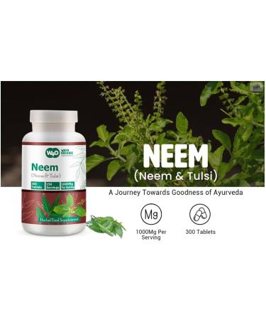 WAY 4 ORGANIC W4O Neem Tulsi Tablets 300 Pills 150 Servings 1000 mg Equal Ratio of Neem and Tulsi Supplement(Pack of 1) - Buy Online on GoSupps.com