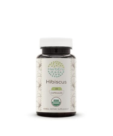 Hibiscus USDA Organic 60 Capsules | Natural Herbal Supplement | Certified Organic Vegetarian Capsules and Organic Hibiscus (Hibiscus sabdariffa) Dried Flower (60 Capsules) 60 Count (Pack of 1)