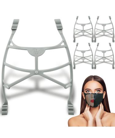 Awolf Face Mask Holder Inner Support Frame 3D Bracket for Cloth Masks Insert Protect Lipstick Makeup Easy Breathing and Talking for Adults 5-Pack Grey