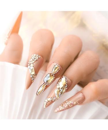 1130Pcs Champagne Gold Rhinestones for Nails | Nail Art Crystal Gem Stones | DIY Nail Jewelry Decoration | Women Girls (Champagne) - Buy Online on GoSupps.com