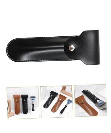 FRCOLOR Leather Shaver Storage Cover - Travel Razor Case & Pouch for Safety Razors | Handmade Compact & Stylish | Perfect Gift for Dad - 16.5x4.2CM Black - Buy Online on GoSupps.com