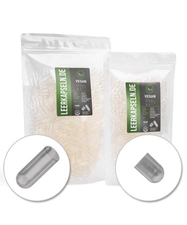 1000 Capsules | HPMC Size 1 | Transparent Vegan Vegetarian | No Pre-Opening Needed (1000)