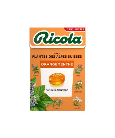RICOLA - 20 Boxes of 50g - Sweets with Swiss Plants - Mint Orange Fragrance - Gourmet and Refreshing - Sugar Free