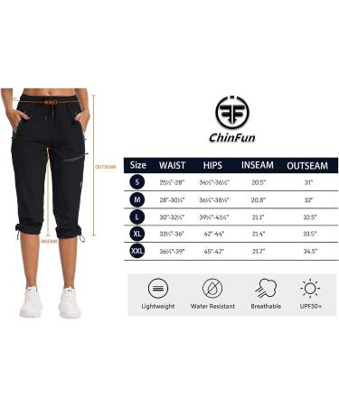 ChinFun Women's Quick Dry Cargo Capris | UPF 50+ Water-Resistant Outdoor Hiking Pants - Black (Large) - Buy Online on GoSupps.com