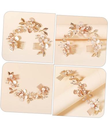 Mikinona Pearl Rhinestone Couple Combs Crystal Hair Comb Headband Floral Hair Comb Hairband Hair Comb Headdress Bridal Headband Comb Wedding Hair Accessory Women Headdress Bridal Headdress - Buy Online on GoSupps.com