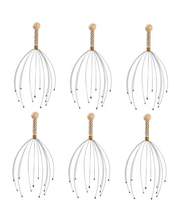 SEWOART 6S Massage device Shampoo scrubber tool hair washing scalp massage brush handwriter head gripper steel and wood.Frosty