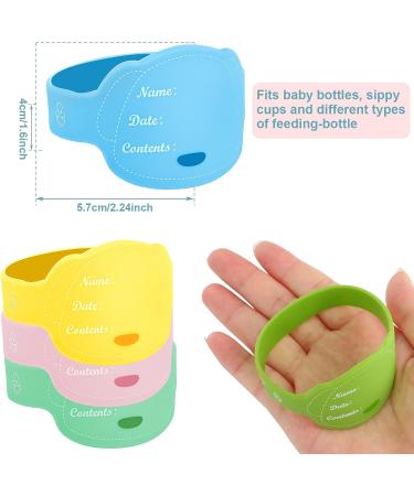 12 Pcs Baby Bottle Labels for Daycare - Reusable Silicone Name Bands with Marker Pens | Waterproof Day Care Essentials in Dog Design - 6 Colors - Buy Online on GoSupps.com