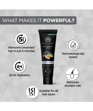 Buy The Man Company Hair Removal Cream with Charcoal & Turmeric - 100g | Dermatologically Tested for All Skin Types - Fast International Shipping - Buy Online on GoSupps.com