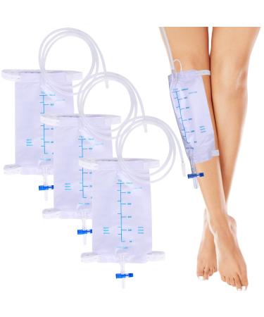 1000ml urine bag leg bag 3 pieces of urine collecting bag drainage bag with 2 straps leg bag Urindrainage bags with valve and t-drain primeval rainage bag for safe catheter bag.