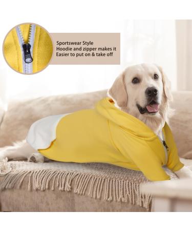 XXL Yellow Zipper Hooded Pet Clothes for Dogs & Cats | Cute & Warm French Bulldog & Pug Apparel - Buy Online on GoSupps.com