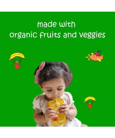 Happa Organic Food for little one Fruit Puree (Apple+Mango Mango+Banana Apple+Banana Sweet Potato+Mango+Pear) Stage 3 4 Pouches 100 Gram Each - Buy Online on GoSupps.com