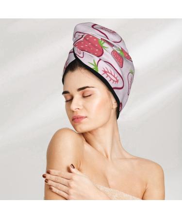 Buy Pink Strawberry Hair Towel Wrap | Absorbent Hair Turban for Curly Long Thick Hair - One Size - Buy Online on GoSupps.com