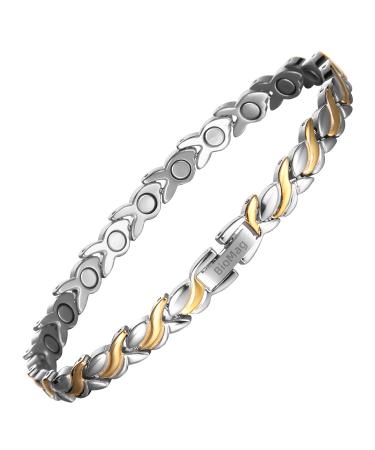 BioMag Magnetic Bracelets for Women Titanium Steel Magnetic Women Bracelets Adjustable Jewellery Wristband Bracelet with Gift Box & Removal Tool Silver-little Fish