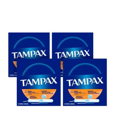 Tampax Cardboard Applicator Tampons, Super Plus Absorbency, Unscented, 20 Count - Pack of 4 (80 Total Count) Super Plus 20 Count (Pack of 4)