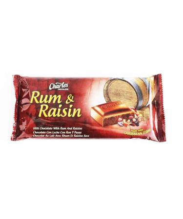 Charles Rum and Raisin Chocolate Bar 120g Box of 6-Fd