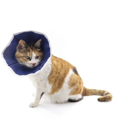 QIYADIN Soft Cat Recovery Collar, Cat Cone Collar, Nonwoven Fabric Elizabeth Collar, Loops-Protective Wound Healing Specially Designed for Cats - Easy for Cats to Eat and Drink Small