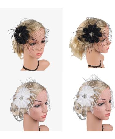 AJTUTUS Party Fascinator Hair Clip for Party Wedding Women Feather Mesh Fascinator Hair Pin Big Flower Church Headdress - Buy Online on GoSupps.com