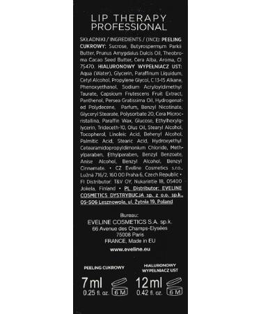 Eveline Cosmetics Lip Therapy: Professional Non-Invasive Lip Enlargement Treatment 2-in-1 - Sugar Lip Scrub & Hyaluronic Lip Filler - 7ml & 12ml | Buy Online with International Shipping - Buy Online on GoSupps.com