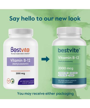 BESTVITE Vitamin B12 (Methylcobalamin) 2000mcg (480 Vegetarian Capsules)(2 x 240) (Methyl B12) - No Stearates - Vegan - Non GMO - Gluten Free - Buy Online on GoSupps.com