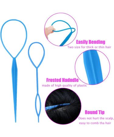 Vrose Flosi Topsy Tail Hair Tool Hair Pull Through Tool Hair Loop Styling Tool - Ponytail Maker French Braid Loop For Hair Styling Gifts For Women - Braiding Hair Supplies (pink+blue) - Buy Online on GoSupps.com