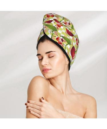 Cherries & Ladybirds Microfiber Hair Towel - Super Absorbent Coral Velvet Wrap for Long Curly & Thick Hair | Quick Dry Value - Buy Online on GoSupps.com