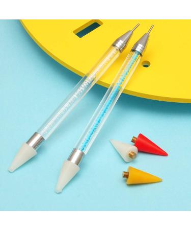 2 Pcs Double-End Crystal Nail Rhinestone Picker Nail Art Gem Pick Up Tool Self Adhesive Dotting Pen Manicure Tools with Case - Buy Online on GoSupps.com