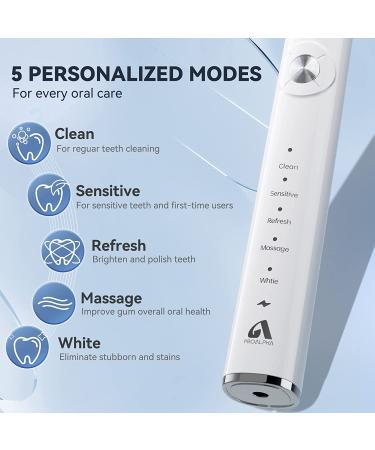 Sonic Electric Toothbrush for Adults | 6 Brush Heads & Travel Case | Fast Charge & Smart Timer | 5 Modes Whitening Toothbrushes by JTF - Buy Online on GoSupps.com