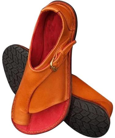 DAVNO Orthotics Sandals Womens Comfy Platform Sandals Bunion Correction Sandals Comfort Bunion Corrector Flat Shoes Orthopedic Toe Ring Slides Flip Flops 41CN Orange 41CN Orange