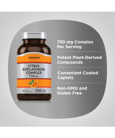 Piping Rock Citrus Bioflavonoids Complex | 750 mg | 250 Caplets | Non-GMO Gluten Free Supplement - Buy Online on GoSupps.com