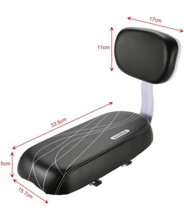 Lixada Bicycle Back Seat with PU Leather Soft Cushion - Black | Rear Rack Seat for Children with Back Rest - Buy Online on GoSupps.com