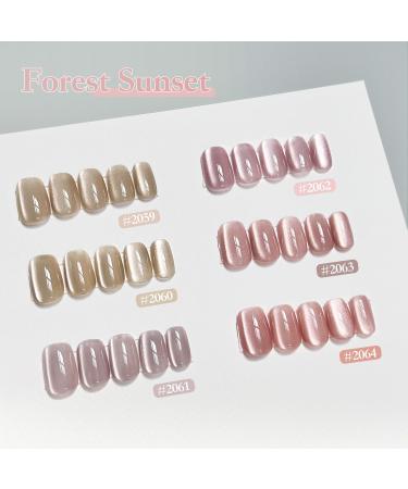 GAOY Forest Sunset Cat Eye Gel Nail Polish Set - Holographic Magnet Gel for Salon Manicure & DIY Nail Art at Home - International Shipping Available - Buy Online on GoSupps.com