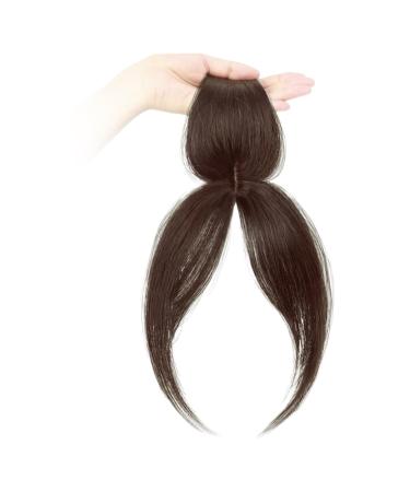Clip in Bangs Side Parted Hair Toppers for Real Human Hair 360 Cover Pieces Wispy Fake Bangs Clip in Hair Extensions Dark Brown Hair Supplies