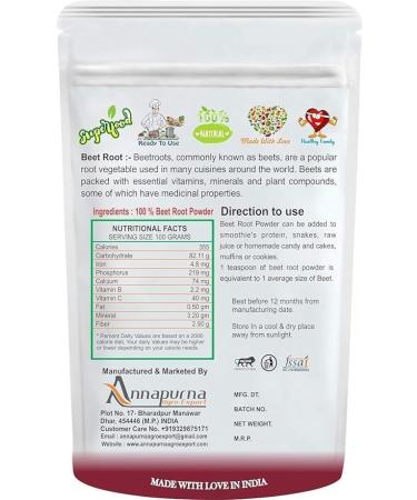 AIN Beet Root Powder (Dietary Fiber) - Pack of 100 GM - Buy Online on GoSupps.com