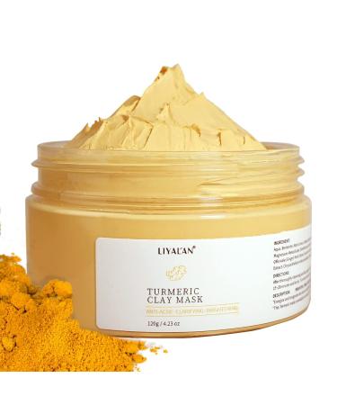 LIYALAN Turmeric Clay Mask for Blackheads and Pores Face Mask Skin Care Acne Mask Gleamin Vitamin C Facial Mask for Dark Spots