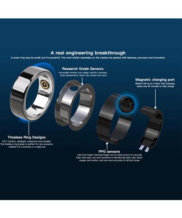 Rechargeable Waterproof Smart Health Ring | Lightweight BT Connectivity | Perfect Gift for Birthdays - Buy Online on GoSupps.com