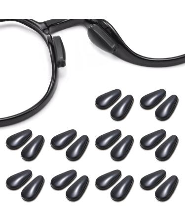 SULIVES Silicone Glasses Nose Pads Stick on Non-Slip Nose Pads Spectacle Nose Pads for Glasses Eyeglasses Sunglasses (Black)