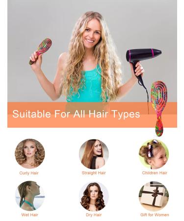Vented Hair Detangling Brush with Wide Tooth Comb for Women & Kids - Wet/Dry/Curly - Minimize Breakage & Split-Ends - Includes 3 Styling Clips (Tropical Leaves) - Buy Online on GoSupps.com